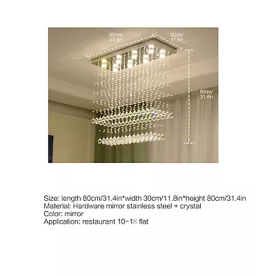 Modern Luxury Rectangular Raindrop K9 Crystal Chandelier Pendant Ceiling Light • $90.25