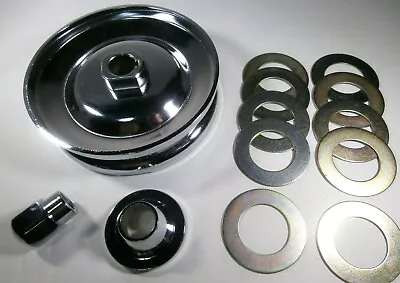 $31.85 • Buy Vw Bug Bus Ghia Chrome Alternator / Generator Pulley Shims Nut & Spacer Kit 