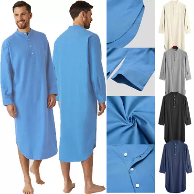Men's Long Sleeve Indian Retro Kurta Shirts Ethnic Hippy Blouse Tunic UK • £18.83