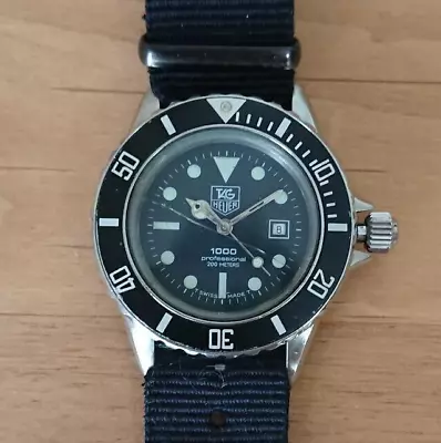 Tag Heuer Boys Size Vintage Diver Mens Watch Working Dial Black Some Defects F/S • $293.99