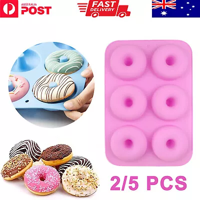 2/5PCS Donut Mould Pan Silicone Muffin Chocolate Cookie Cupcake Baking Mold Tray • $15.99