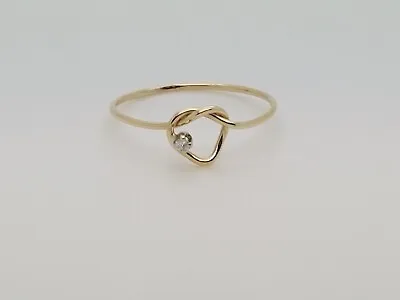 14K Yellow Gold Dainty Love Knot Genuine Diamond Ring Size 5 1/2 • £60.32