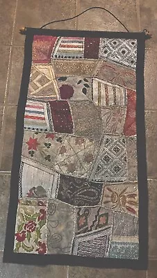 Vintage Indian Tapestry Wall Hanging - Large 20x40 Middle Eastern Hand Sewn Boho • $30