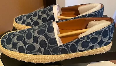 NIB - Coach Signature Denim Espadrille Mens Slip On Shoes Size 9 (Denim Blue) • $119.99