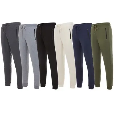 Men's Fleece Lined Slim Fit Casual Tech Jogger Sweatpants W Zipper Pockets S-3XL • $13.96