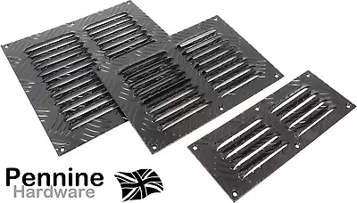 BLACK Chequer Plate LOUVRE Air Vents Ventilation For Walls & Doors Made In UK • £13.46