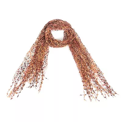 66  Wide Crochet Confetti Spring Summer Scarf Knit Multi Color Fringe Fashion • $7.95