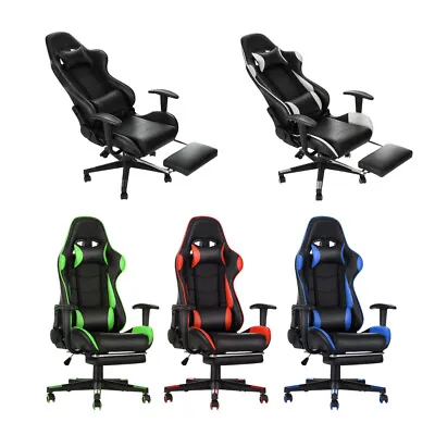 Game Chair Racing Sport Home Computer Desk Recliner With Lumbar Support Pillow • £69.99