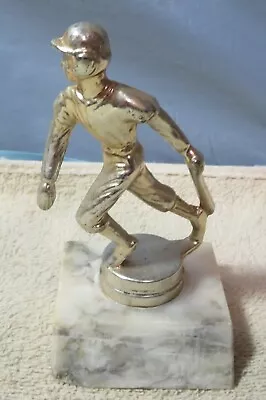 Vintage Solid Metal Baseball Player Male Athlete Trophy Topper Statue Figure Top • $14.95