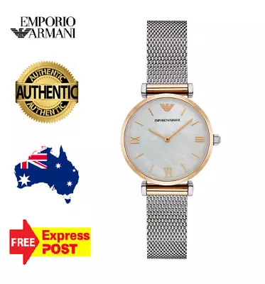 New Emporio Armani Classic Ar2068 Mother Of Pearl Silver/gold/white Womens Watch • $238.99