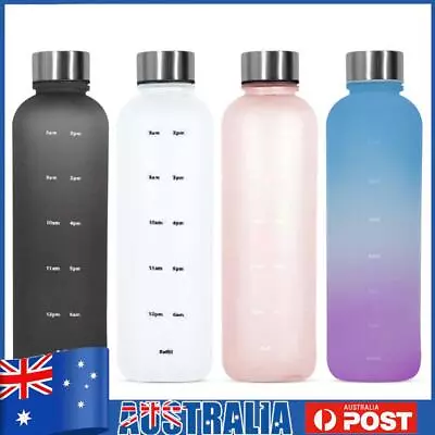 1L Arc Water Bottle With Time Marker Sports Water Bottle For Gym Sports Outdoors • $12.79