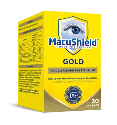 **MacuShield GOLD Eye Supplement 30 DAY SUPPLY (1 MONTH) - 90 Capsules** • £18.99