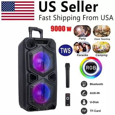 9000W Bluetooth Speaker Dual 10  Rechargeable Subwoofer Sound System Party+Mic  • $139.99