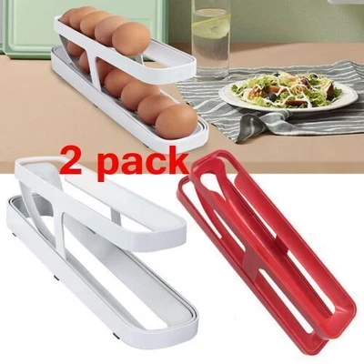 £10.62 • Buy 2 Pack Refrigerator Egg Dispenser Rolldown Auto Rolling Egg Holder Storage Rack