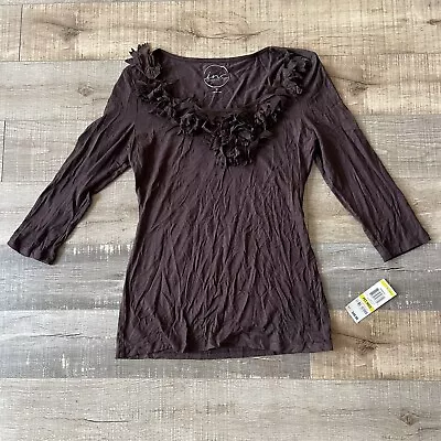 $24.63 • Buy INC International Concepts Petite Blouse French Roast Brown Top PM $49.00