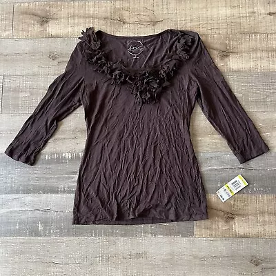 INC International Concepts Petite Blouse French Roast Brown Top PM $49.00 • $25.21