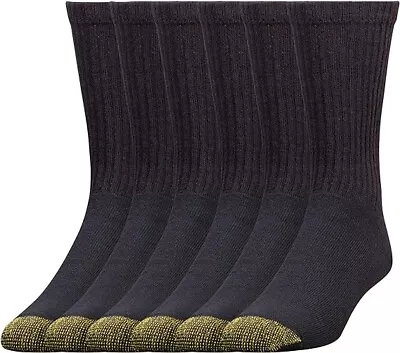 GoldToe Men's Black Cotton Crew Athletic Sock 12 Pair Shoe Size 6-12.5 • $24.97