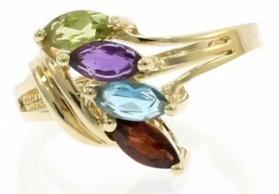Ladies Genuine Multi-Color Gemstone Ring In 14kt Yellow Gold • $329