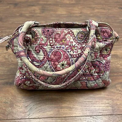 Vera Bradley Paisley Meets Plaid Purse Handbag Pink Gray Two Handles Womens ** • $17