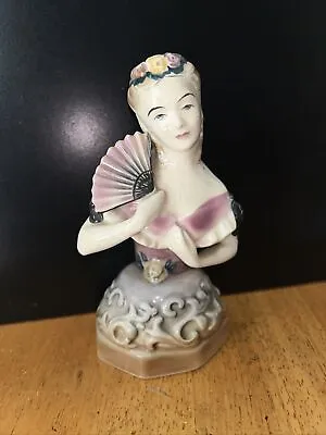 $20 • Buy Vintage Goldscheider USA Porcelain Art Deco Bust Figurine Lady With Fan 826