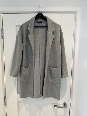 Zara Ladies Grey Open Cardigan Coatigan Blazer Jersey Ribbed Small • £6.99