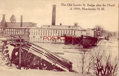 The Old Granite St. Bridge After The Flood Of 1896 Manchester N. H. • $7.49