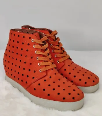 Matiko Orange Wedge Sneakers Sz 8 • $59