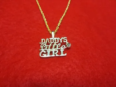 14kt Gold Ep Daddy's Little Girl Word Pendant Charm  With 30  Rope Chain - 2391 • $14.36