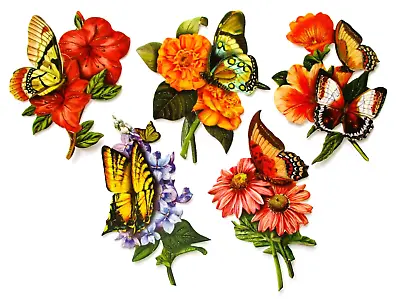 3D Easy Die Cut Card Toppers Flower Butterflies 5 Designs Glitter FL76 • $5.75
