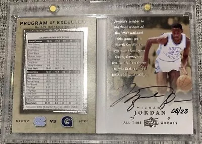 2013 All Time Greats Michael Jordan Program Of Excellence /23 Autograph • $6000