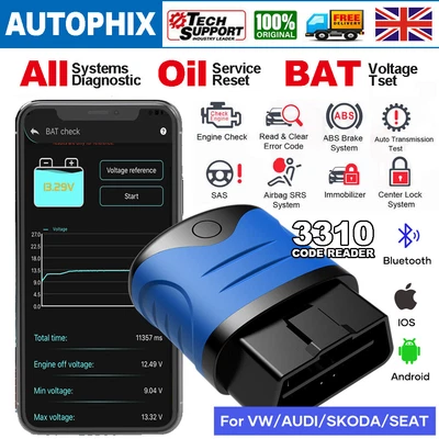 £39 • Buy 3310 Car Full Systems Diagnostic Tool For VW AUDI SEAT SKODA Code Reader BMS OIL