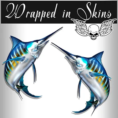 Striped Marlin Decals Fish Stickers Fishing Decals Vinyl Graphics AFP-0075 • $3.14