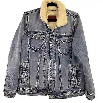 Abercrombie & Fitch Men's Vintage Sherpa Denim Jean Jacket Size Small • $69