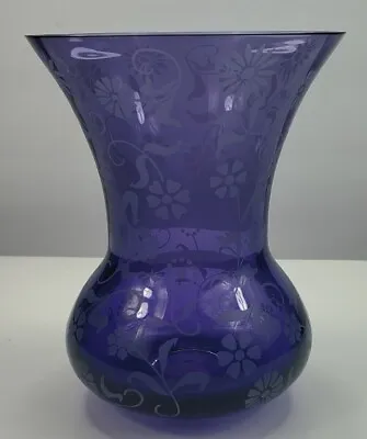 FTD Purple Glass Daisy Lavender Etched Flower Vase Vintage 5.5  Tall • $12.95