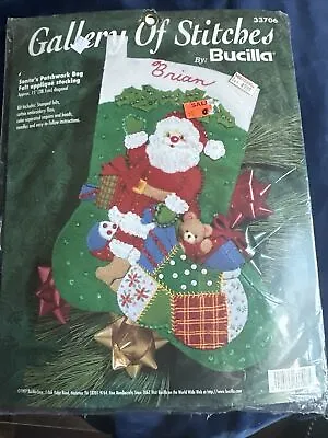 Vintage NEW Bucilla Gallery Of Stitches Felt Stocking Kit Santa Christmas 33706 • $17.99