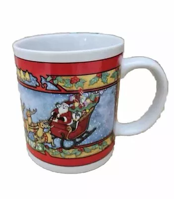 Santa Claus & Reindeer Christmas Cup Mug Seasons Greetings 1994 Collection • $19.99