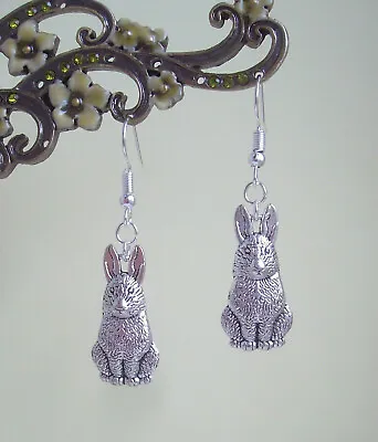 £4.49 • Buy Hare Rabbit Charm Silver Plated Drop Earrings In Gift Bag - Celtic Pagan Easter