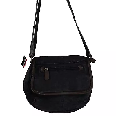 Joe Boxer Blue Denim Shoulder Bag Womans Front Pocket Zip Pocket Flap Zip Closed • $14.95