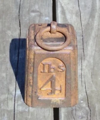 £9.99 • Buy VINTAGE CAST IRON BAR 4lb WEIGHT - FOR BALANCED SCALES / HOME DECOR!