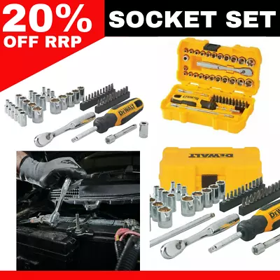 50 Piece DeWALT Socket Set Tools All Size Kit Spinner Handle Ratchet Polished • $69.99