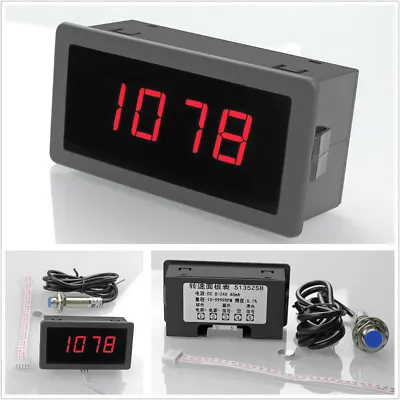 $22.89 • Buy 4 Digital LED Tachometer RPM Speed Meter 10-9999RPM＋Hall Proximity Switch