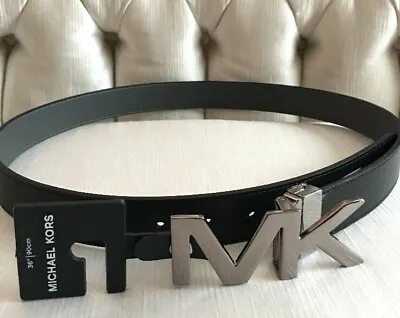 Michael Kors Belt Black/gray Reversible Silver Buckle Unisex Msrp $88.00 • $39.99
