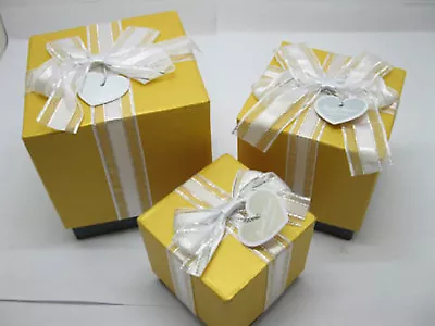 5Sets 3in1 Nesting Gift Box With Ribbon On Top Yellow • $48