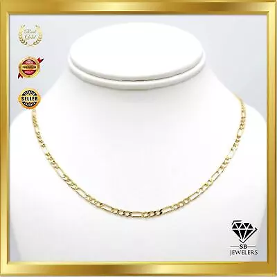 BRAND NEW 10K Yellow Gold Figaro Link 3mm Chains 14-26 Inch Men Women Necklaces • $323.59