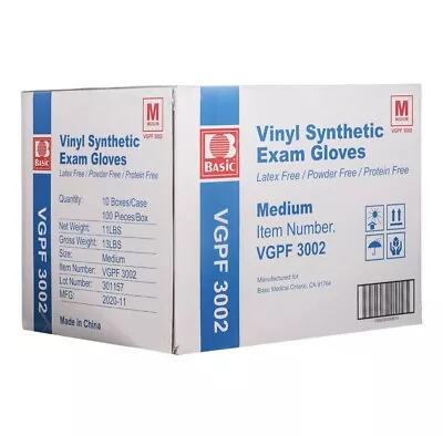 1000PCS/CT Basic Vinyl Synthetic EXAM Gloves Size MPowder Free And Non-Latex • $15.99