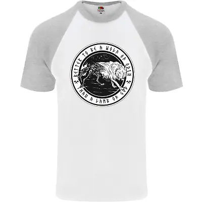 Viking A Wolf Of Odin Than A Lamb Of God Mens S/S Baseball T-Shirt • £9.99