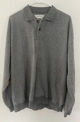 Men's Orvis Collared GRAY Sweater With Leather Elbow Patches Size XL • $23