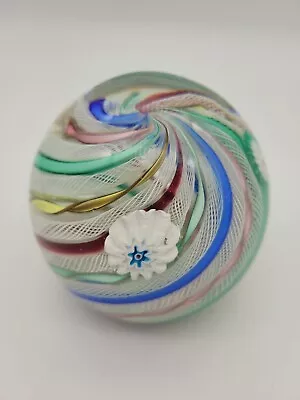 Murano Zanfirico Latticino Millefiore Paperweight Italy  • $68