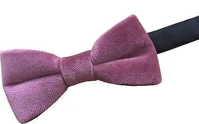 Men's Pink Velvet Bow Tie 100% Cotton • £10.99