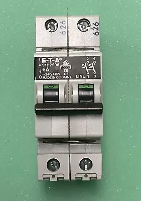 E-T-A Circuit Breaker 2-pole 6AMP  91H2206 Used • $10